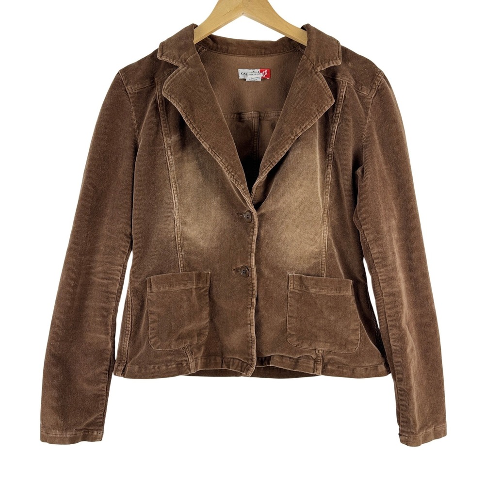 KALI GIRL Womens‎ Corduroy Blazer Jacket Brown Button Front L Y2K Preppy